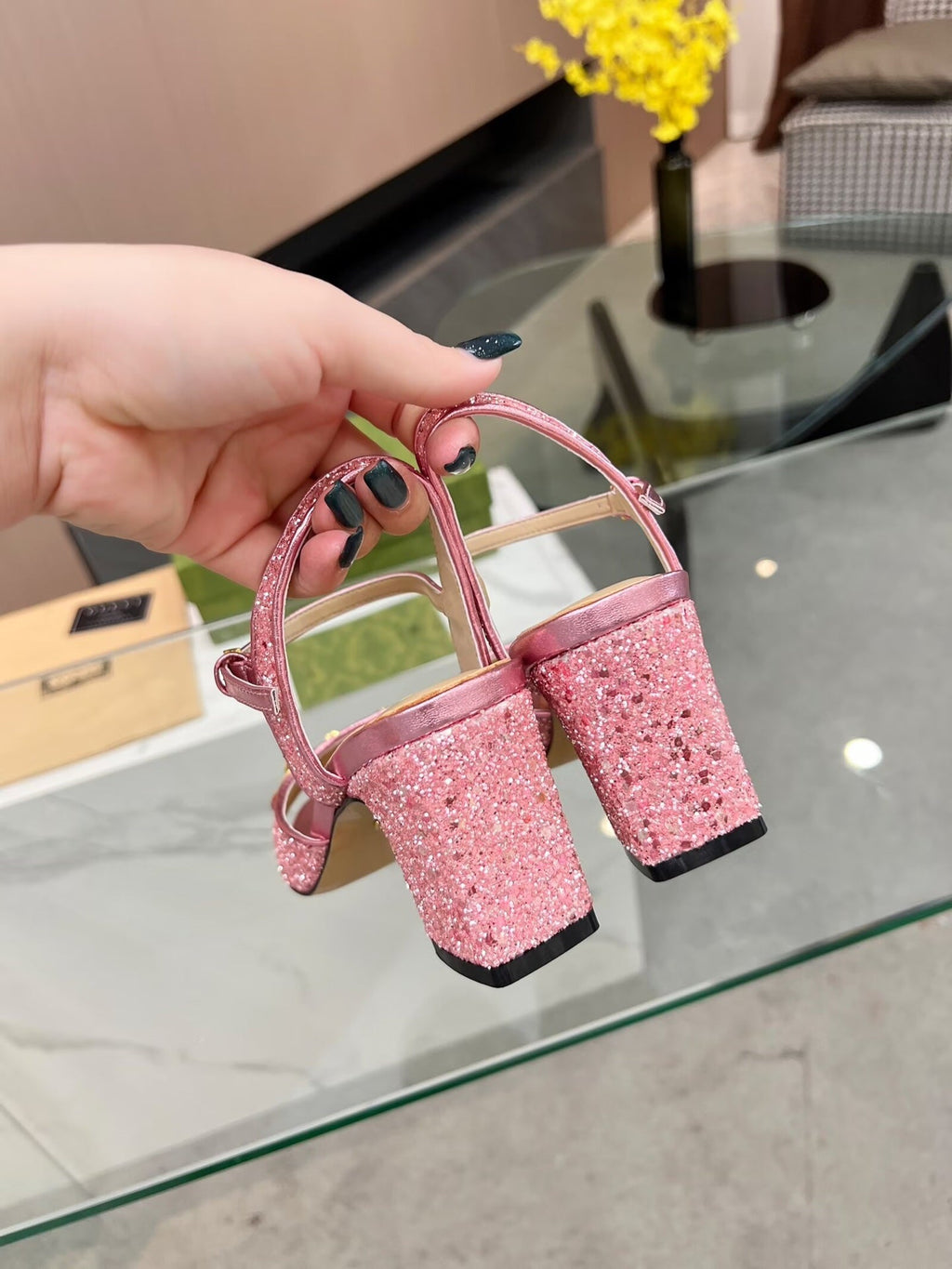 GG HIGH HEELS SANDALS 60 IN SHINY PINK LAMBSKIN