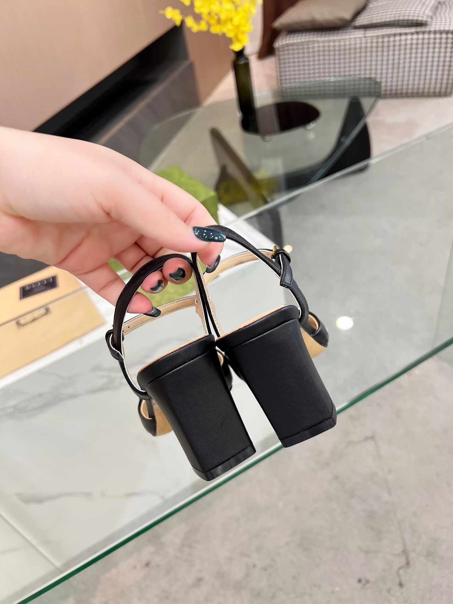 GG HIGH HEELS SANDALS 60 IN BLACK LAMBSKIN