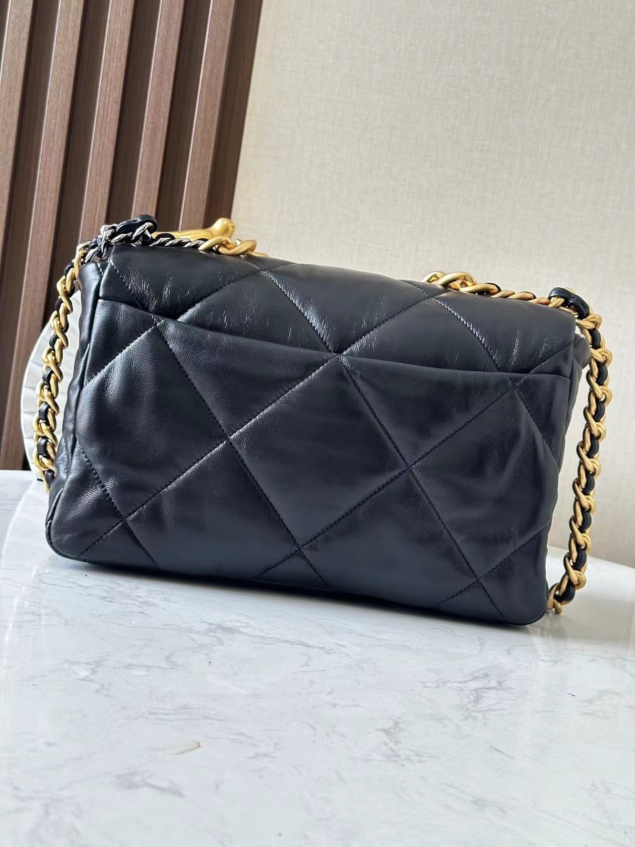 CHANEL 26S FLAP BAG 32 IN BLACK LAMBSKIN