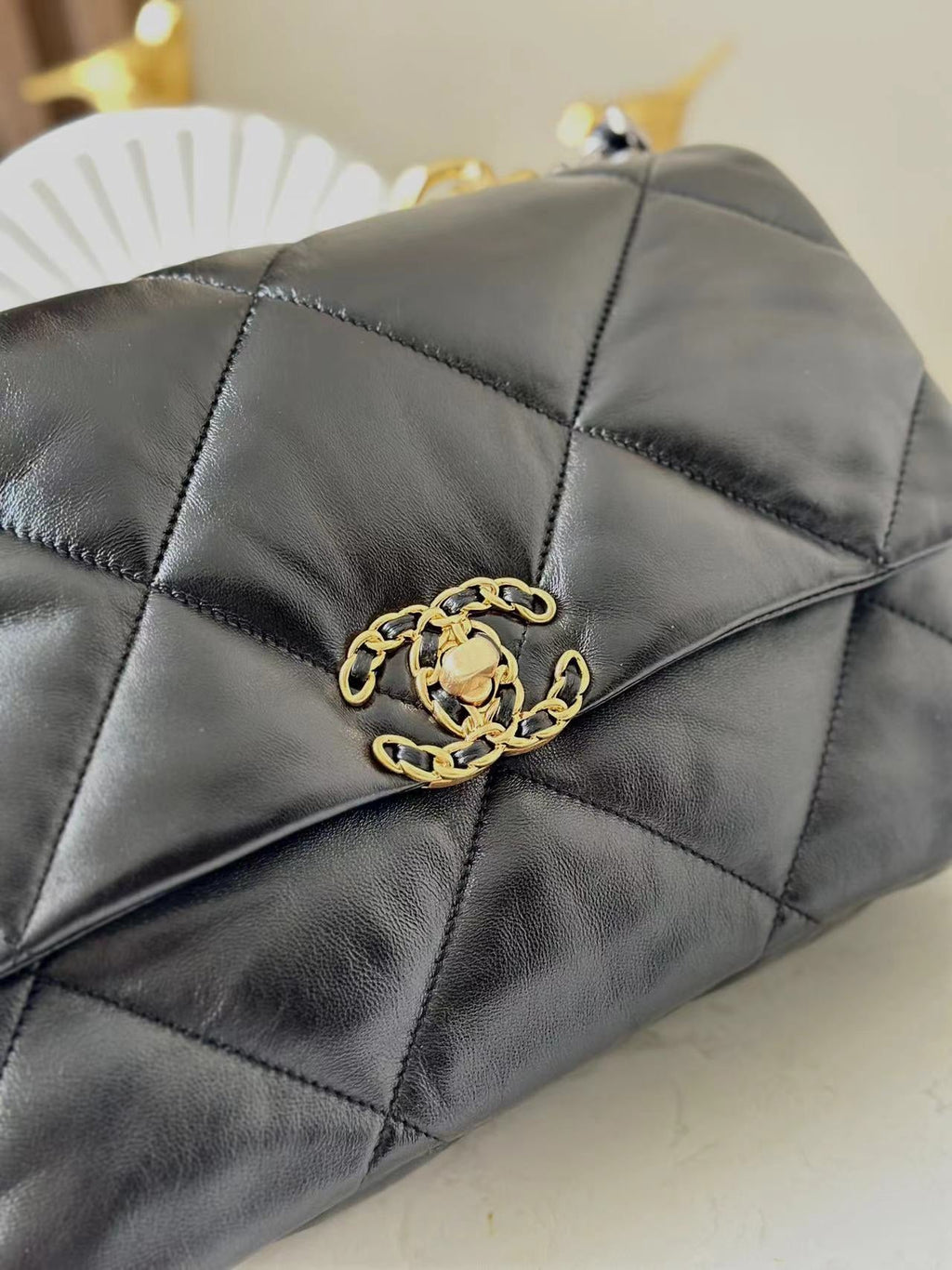 CHANEL 26S FLAP BAG 32 IN BLACK LAMBSKIN