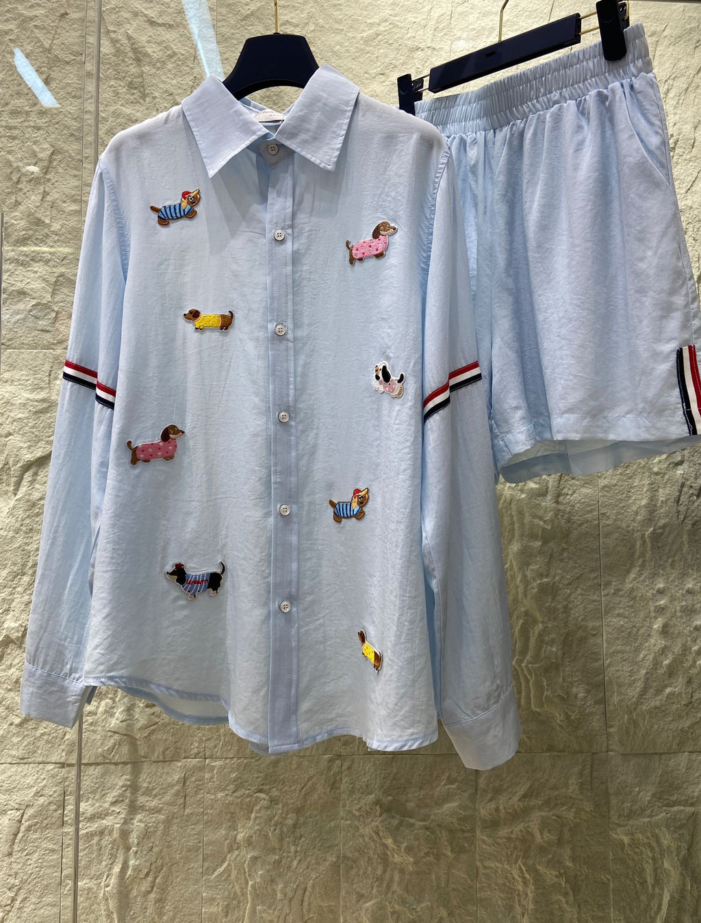 THOM INSPIRED SHIRT SET WITH DOG PRINT25S IN OXFORD COTTON 266233