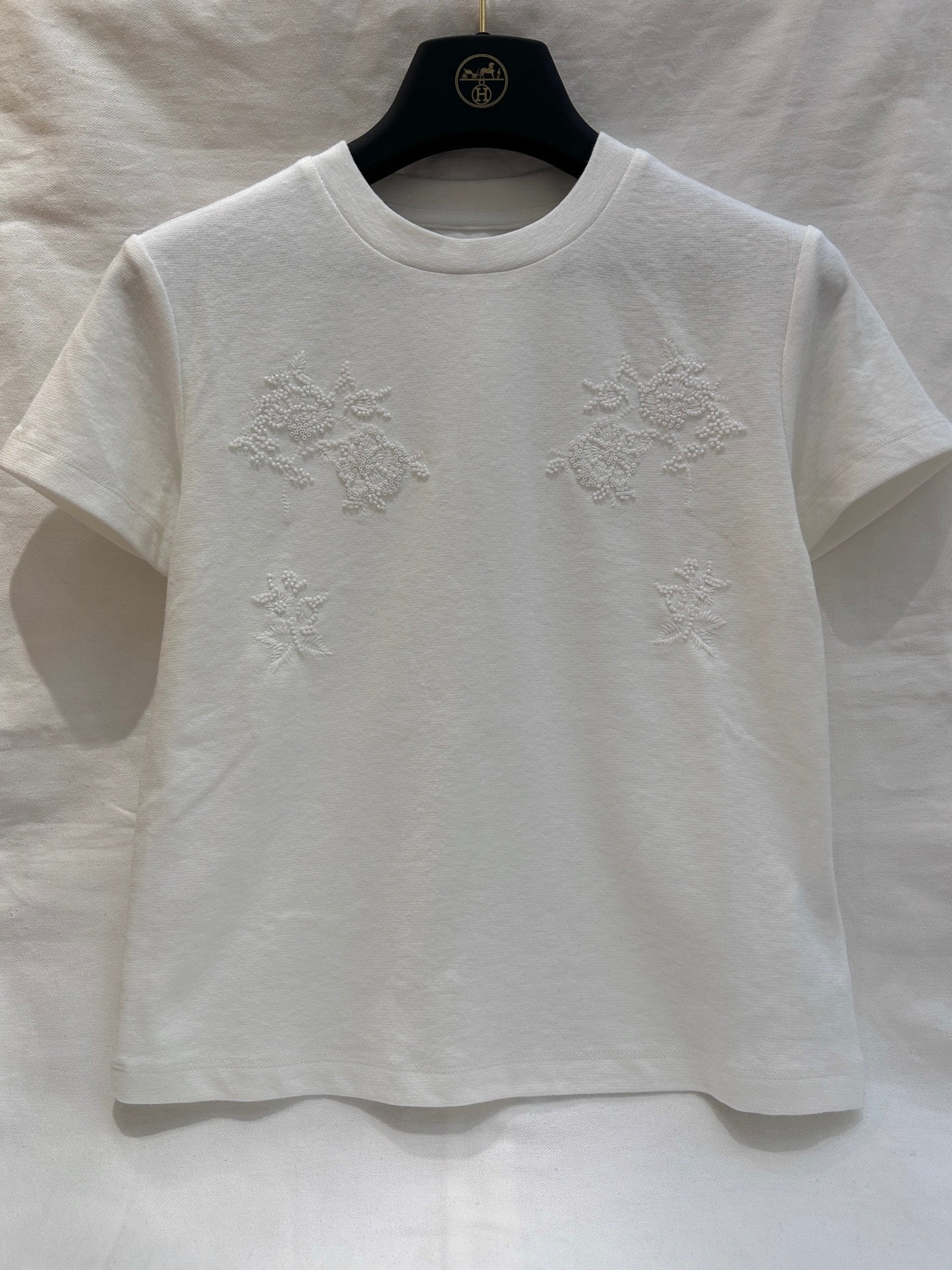 FLORAL EMBROIDERED T SHIRT 25S IN COTTON 266309