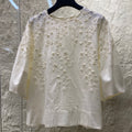 ROUND NECK EMBROIDERED SHIRT 25S IN COTTON 266154