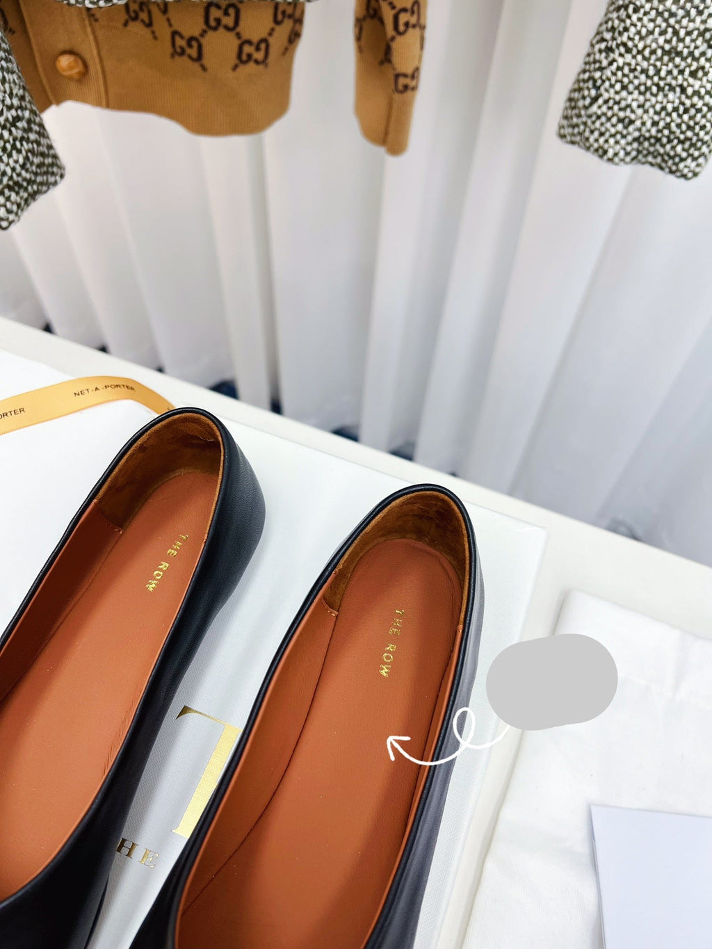 THE ROW 26S SQUARE TOE BALLET FLATS IN BLACK CALFSKIN