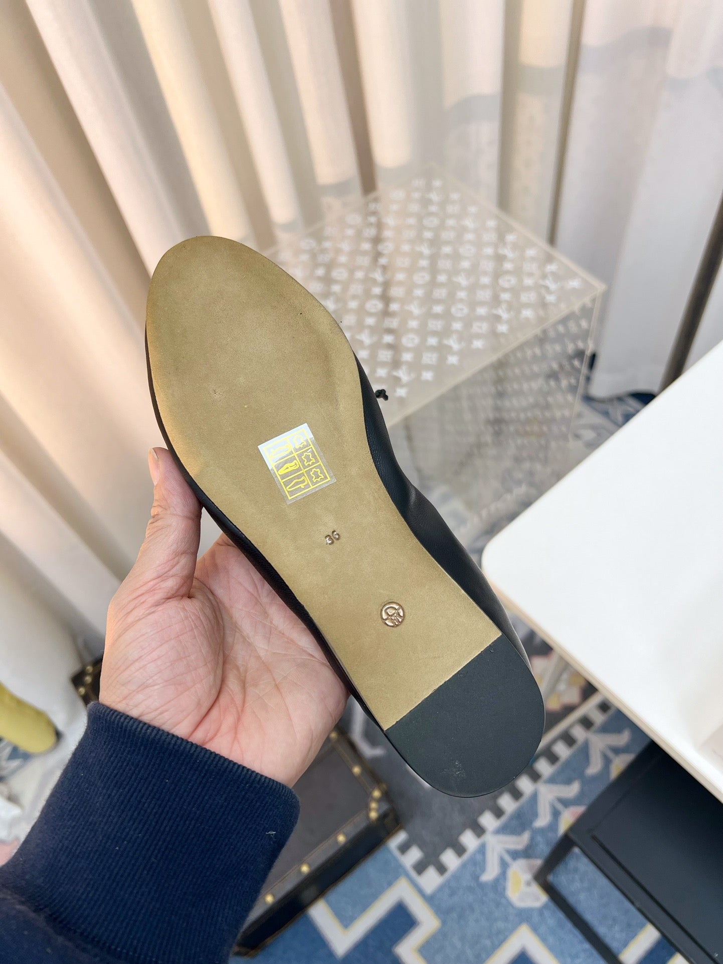 THE ROW 26S BALLET FLATS IN BLACK CALFSKIN ELASTIC TRIM WITH BOW