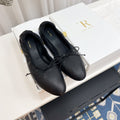 THE ROW 26S BALLET FLATS IN BLACK CALFSKIN ELASTIC TRIM WITH BOW