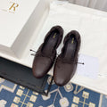 THE ROW 26S BALLET FLATS IN DARK BROWN CALFSKIN ELASTIC TRIM WITH BOW