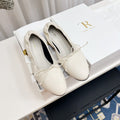 THE ROW 26S BALLET FLATS IN IVORY WHITE CALFSKIN ELASTIC TRIM WITH BOW