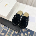 THE ROW 26S BUCKLED MULE CLOGS IN BLACK SUEDE