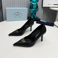 PRADA 26S POINTED TOE PUMPS STILETTO HEEL 80MM IN BLACK CALFSKIN