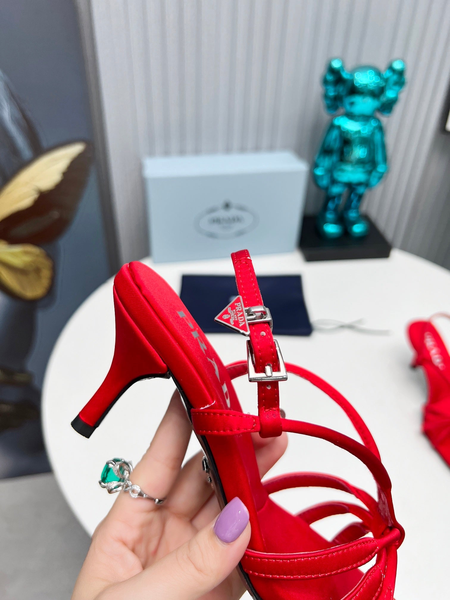 PRADA 26S STRAPPY SANDALS STILETTO HEEL 60MM IN DARK RED SATIN