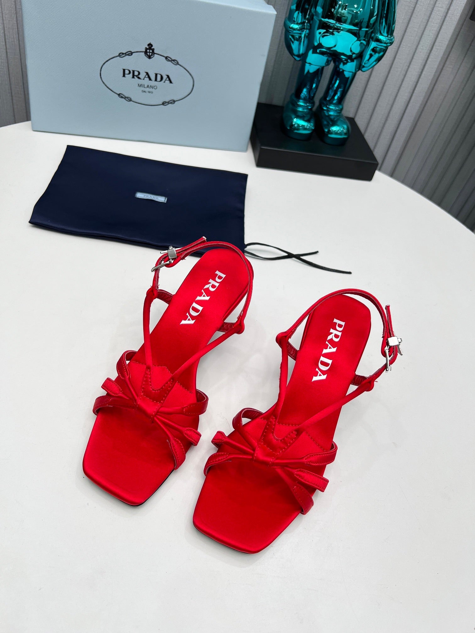 PRADA 26S STRAPPY SANDALS STILETTO HEEL 60MM IN DARK RED SATIN