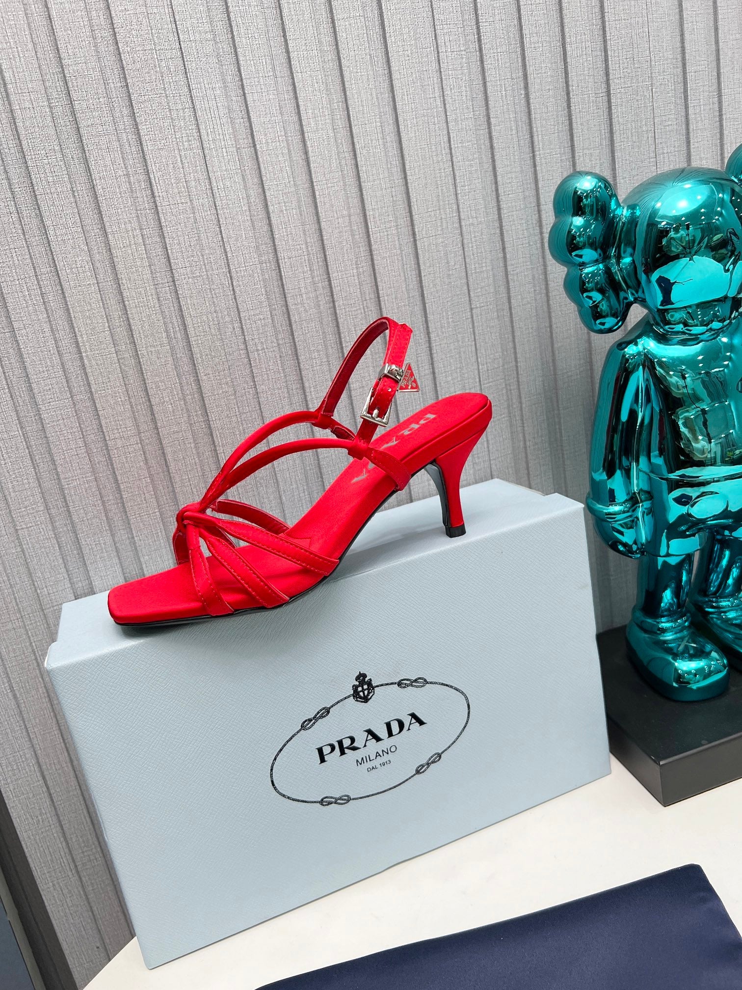 PRADA 26S STRAPPY SANDALS STILETTO HEEL 60MM IN DARK RED SATIN