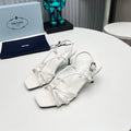 PRADA 26S STRAPPY SANDALS STILETTO HEEL 60MM IN WHITE CALFSKIN