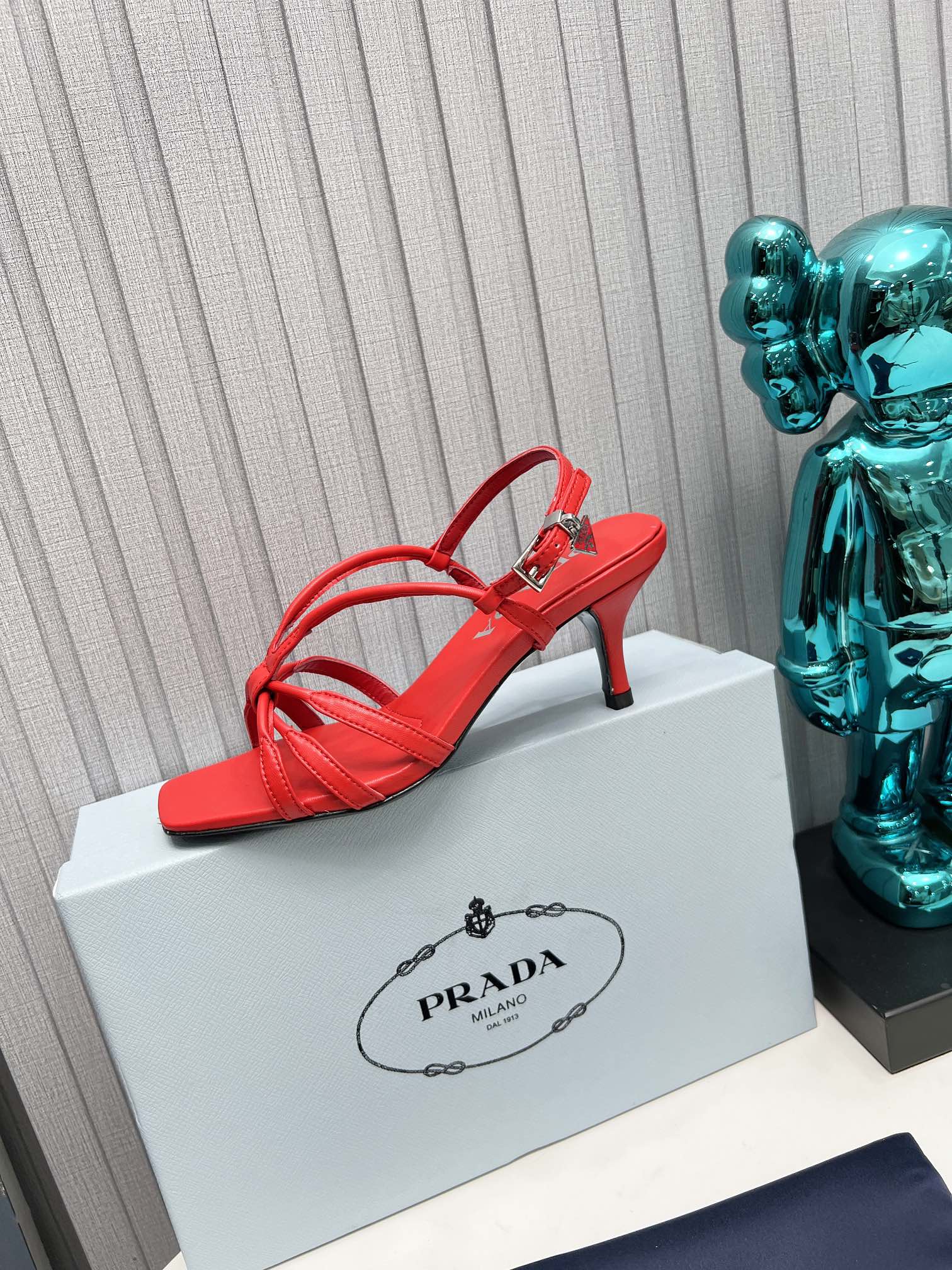 PRADA 26S STRAPPY SANDALS STILETTO HEEL 60MM IN DARK RED CALFSKIN