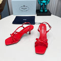 PRADA 26S STRAPPY SANDALS STILETTO HEEL 60MM IN DARK RED CALFSKIN