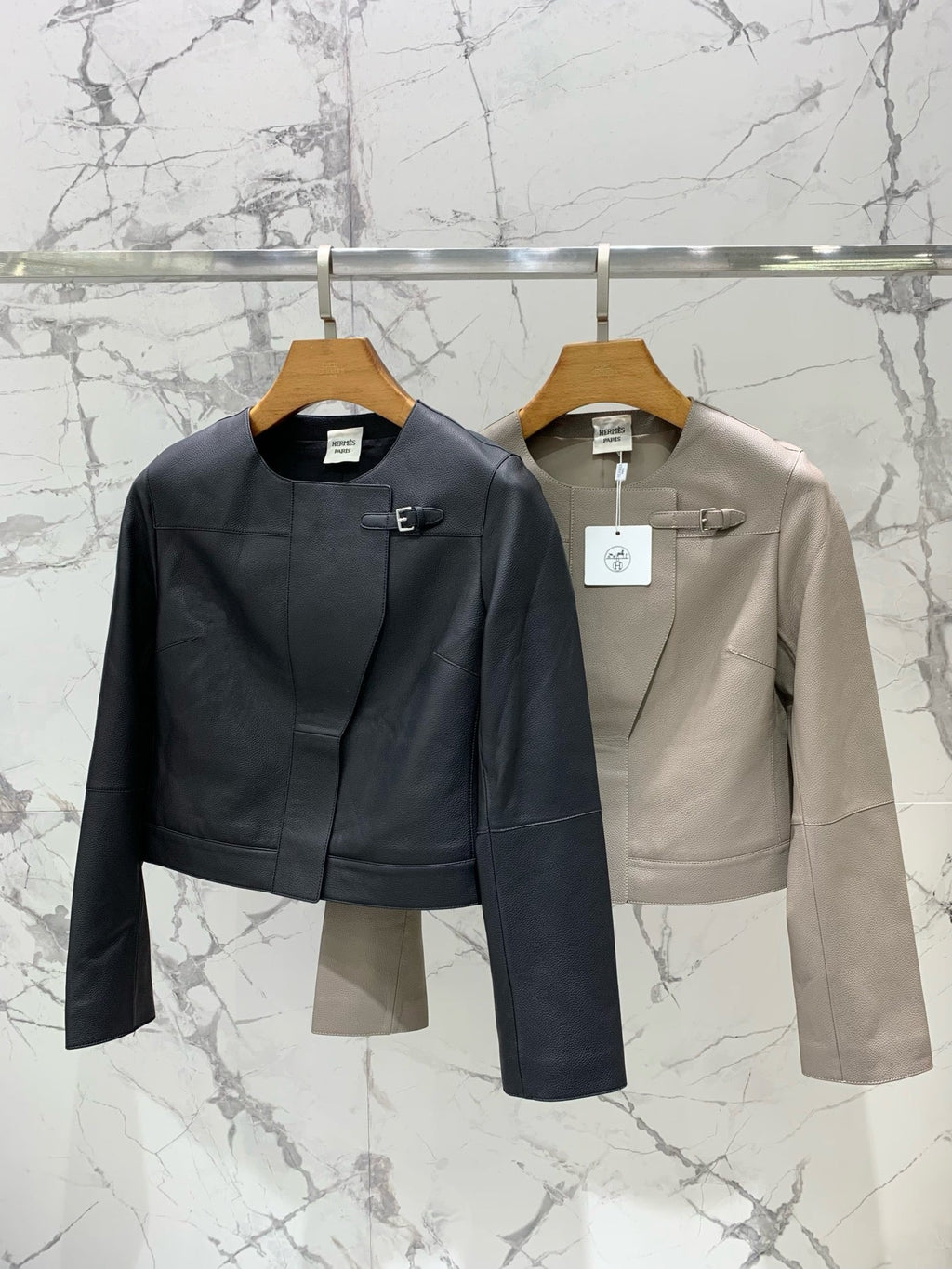 HERMES 25S LEATHER JACKET WITH LEATHER SHORTS 528564