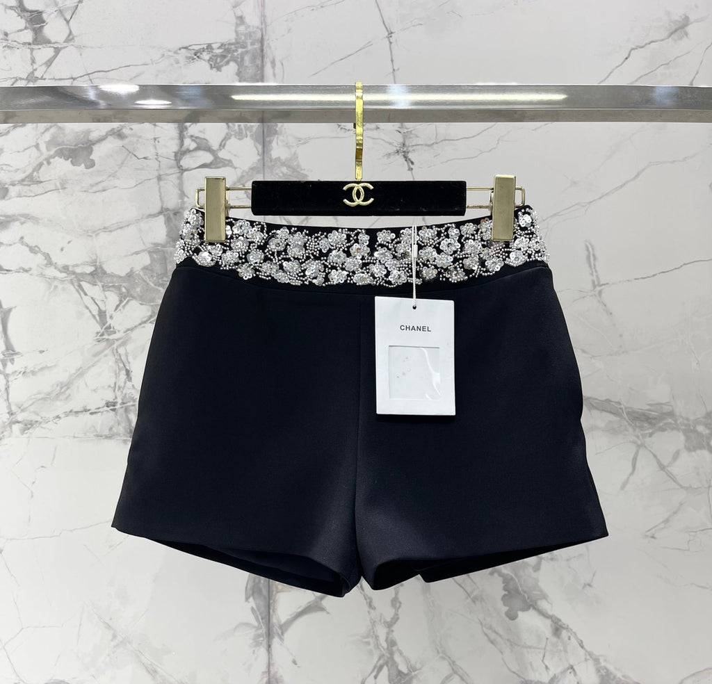 CHANEL 26S BEADED BODYCON SHORTS STYLE 1113