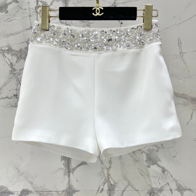 CHANEL 26S BEADED BODYCON SHORTS STYLE 1114