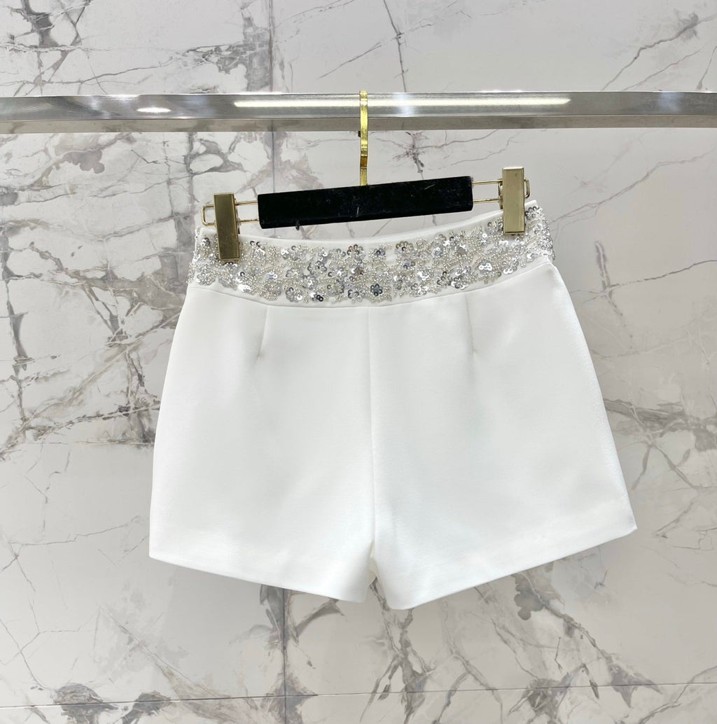 CHANEL 26S BEADED BODYCON SHORTS STYLE 1114