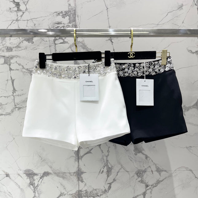 CHANEL 26S BEADED BODYCON SHORTS STYLE 1114