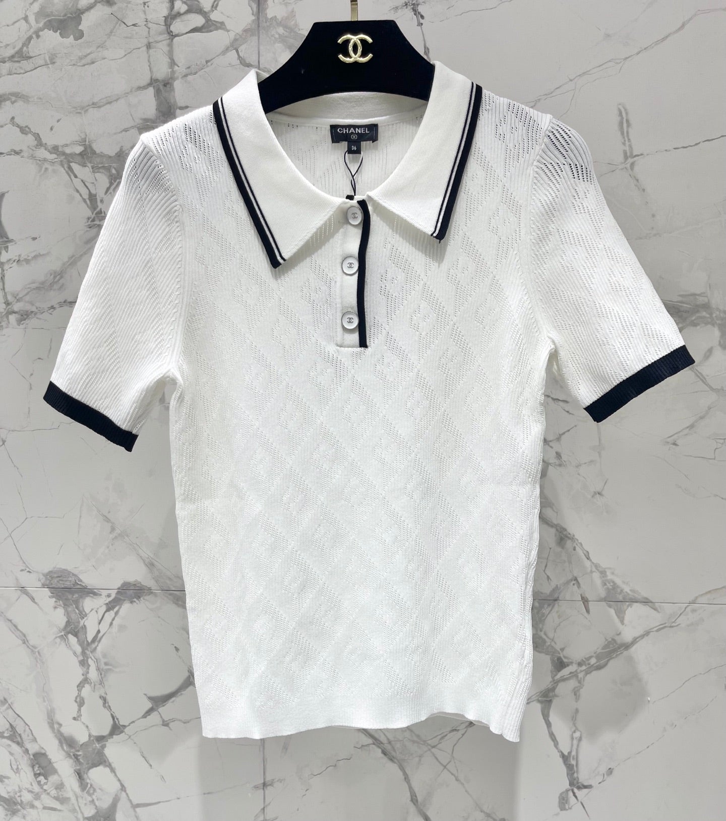 CHANEL 26S SHORT-SLEEVE KNIT POLO STYLE 1177