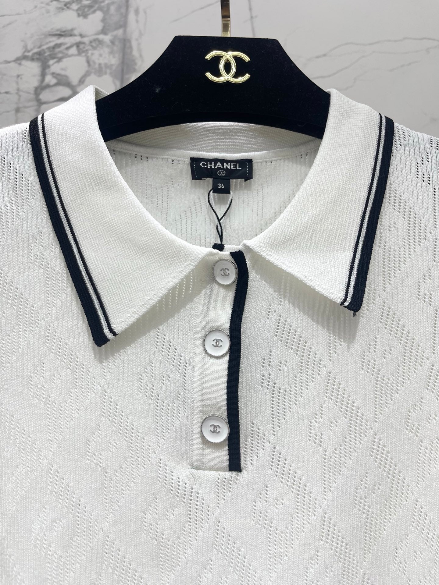 CHANEL 26S SHORT-SLEEVE KNIT POLO STYLE 1177