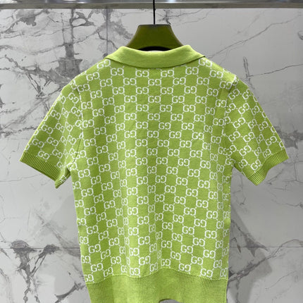 GUCCI 26S SHORT-SLEEVE KNIT POLO SHIRT 471