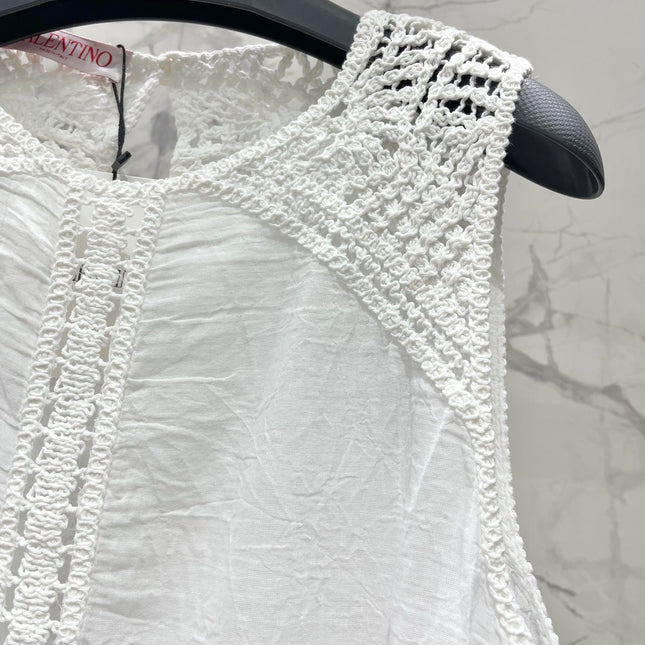 VALENTINO 26S SLEEVELESS CROCHET-TRIM TOP 449