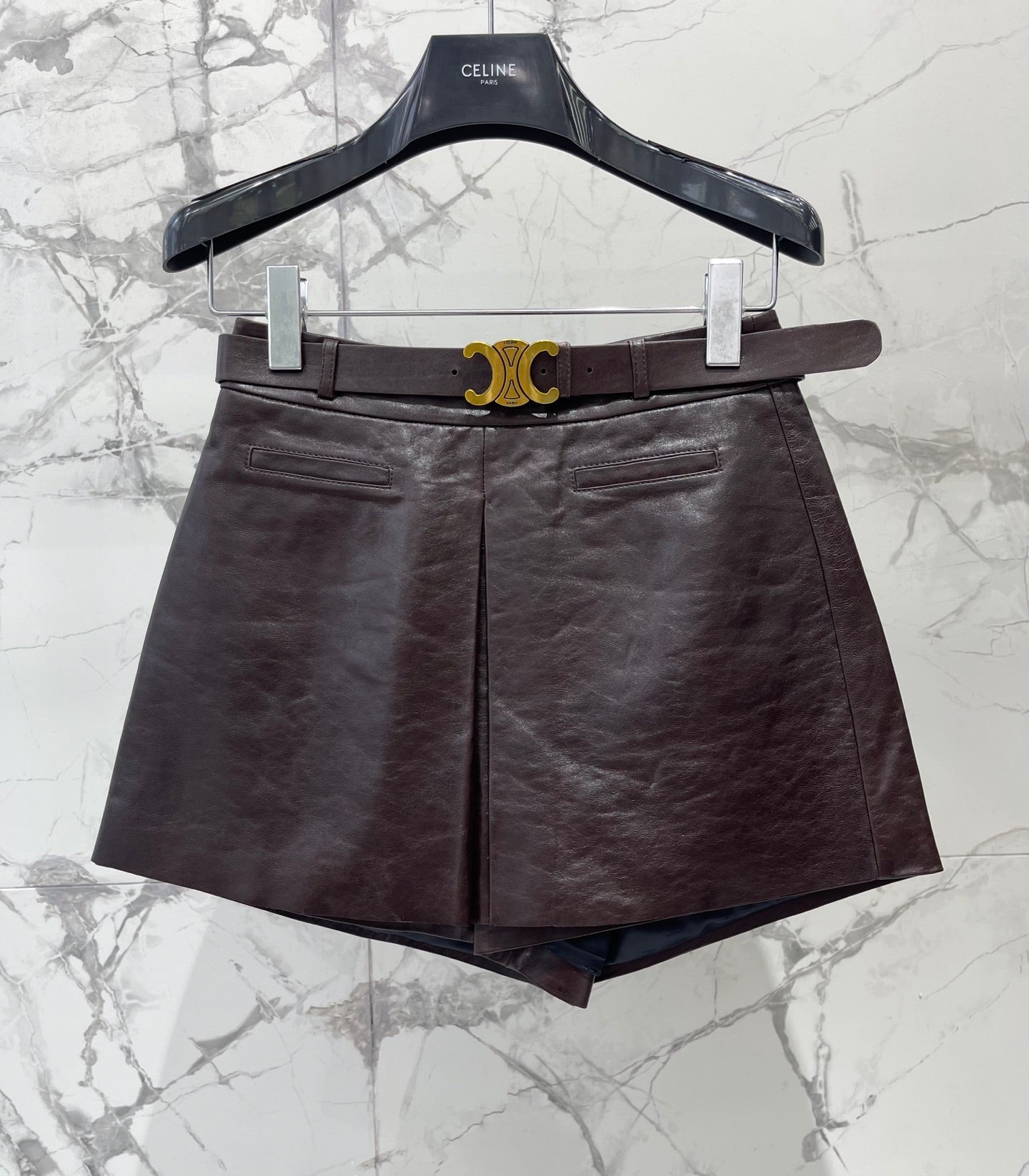 CELINE 26S LEATHER SHORTS 423