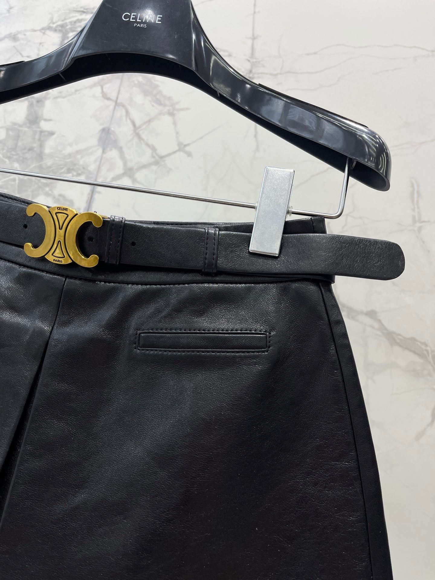 CELINE 26S LEATHER SHORTS 422