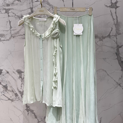 CHLOE 26S SLEEVELESS TOP AND STRAIGHT-LEG PANTS SET STYLE 13