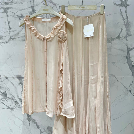 CHLOE 26S SLEEVELESS TOP AND STRAIGHT-LEG PANTS SET STYLE 12