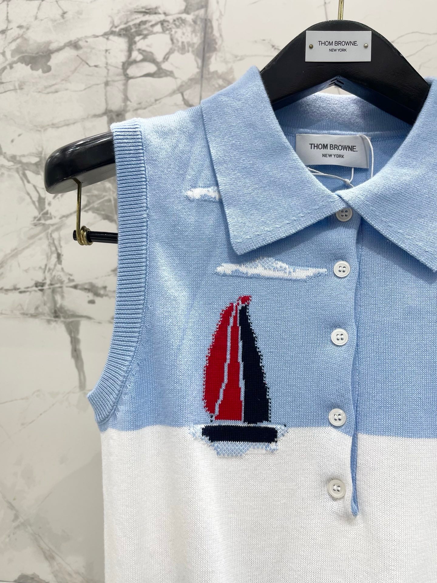 THOM 26S SLEEVELESS POLO KNIT TOP STYLE 219