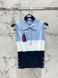 THOM 26S SLEEVELESS POLO KNIT TOP STYLE 219
