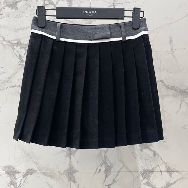PRADA 26S PLEATED KNIT MINI SKIRT 1076