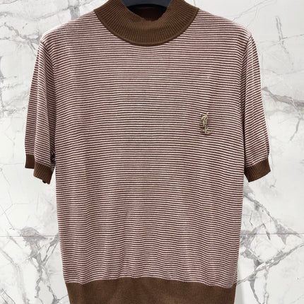 YSL 26S SHORT-SLEEVE MOCK NECK KNIT TOP 488