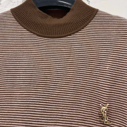 YSL 26S SHORT-SLEEVE MOCK NECK KNIT TOP 488
