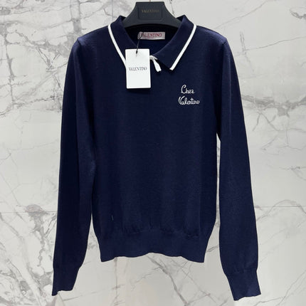 VALENTINO 26S LONG-SLEEVE KNIT POLO SHIRT 354