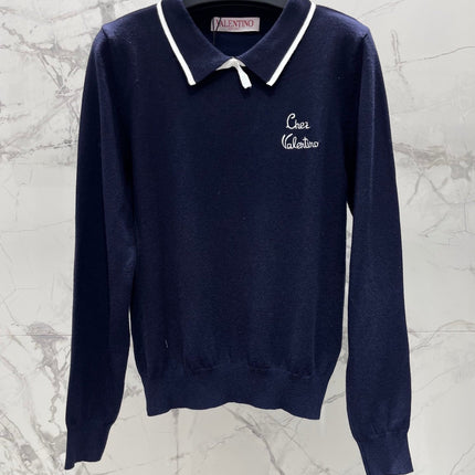 VALENTINO 26S LONG-SLEEVE KNIT POLO SHIRT 354