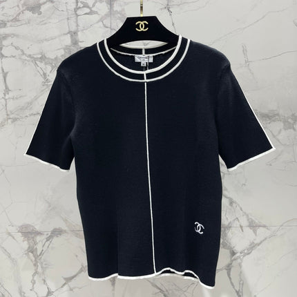 CHANEL 26S SHORT SLEEVE CREW NECK KNIT TOP 1627