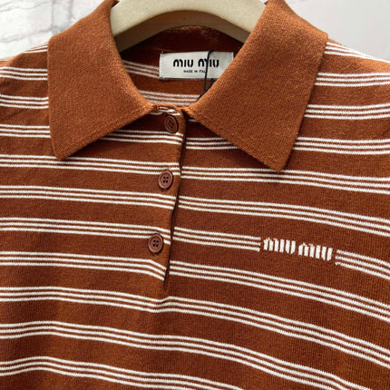 MIUMIU 26S SHORT-SLEEVE KNIT POLO SHIRT 1393