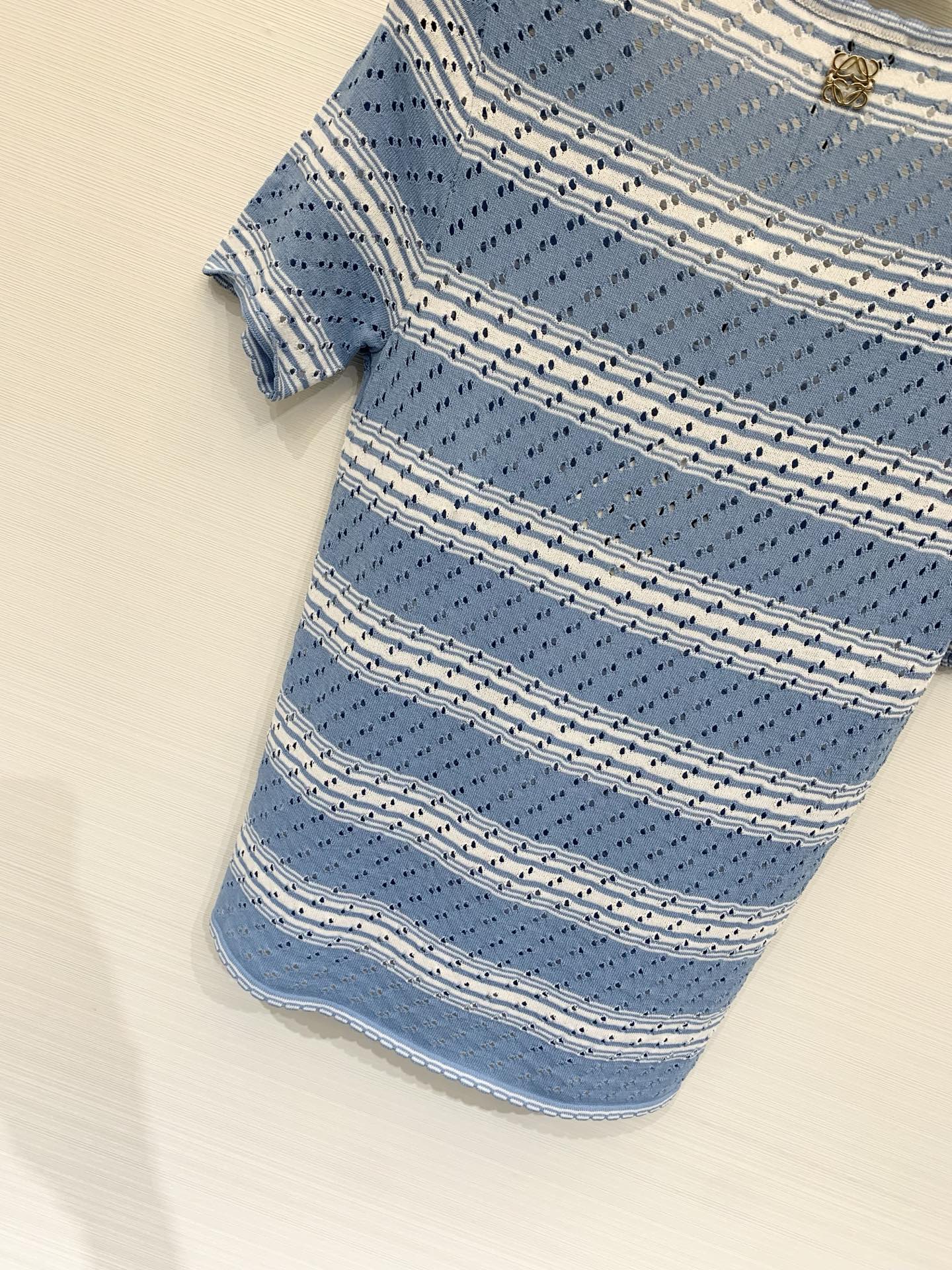 LOEWE 26S SHORT SLEEVE STRIPED KNIT TOP 524