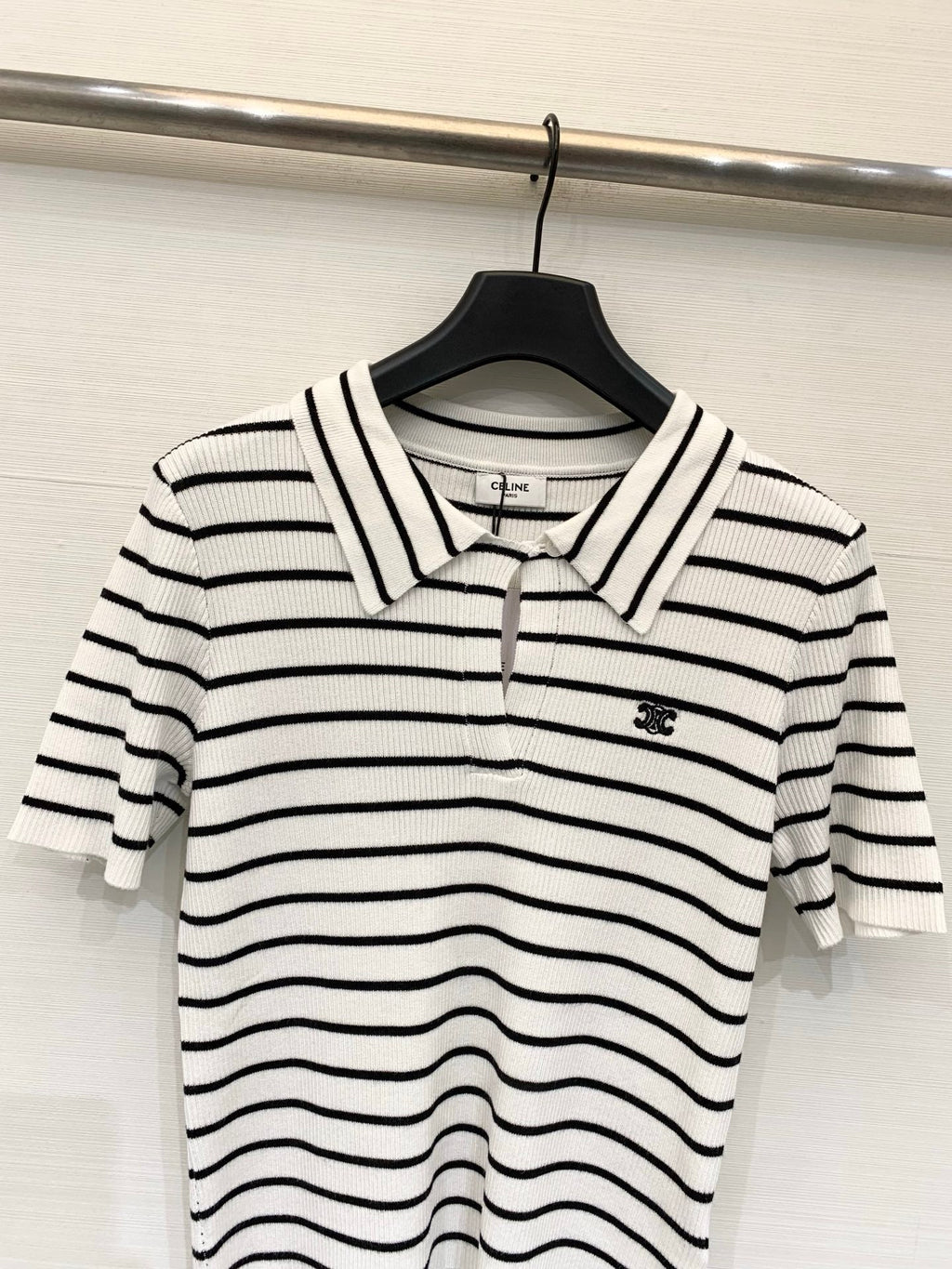 CELINE 26S STRIPED SHORT-SLEEVE POLO SHIRT 488