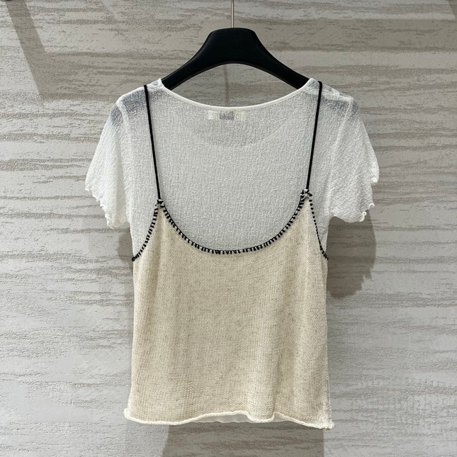 CHLOE 26S SHORT SLEEVE TWO-PIECE KNIT TOP STYLE 10