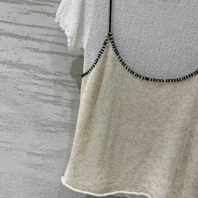 CHLOE 26S SHORT SLEEVE TWO-PIECE KNIT TOP STYLE 10