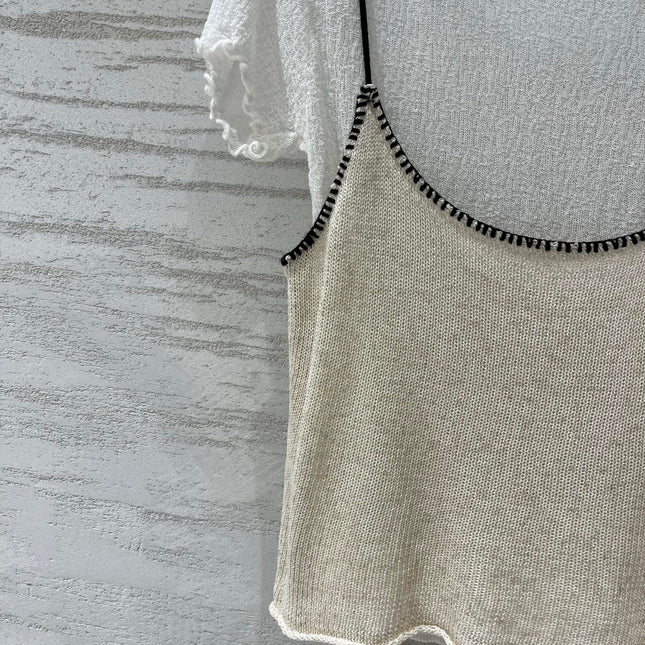 CHLOE 26S SHORT SLEEVE TWO-PIECE KNIT TOP STYLE 10