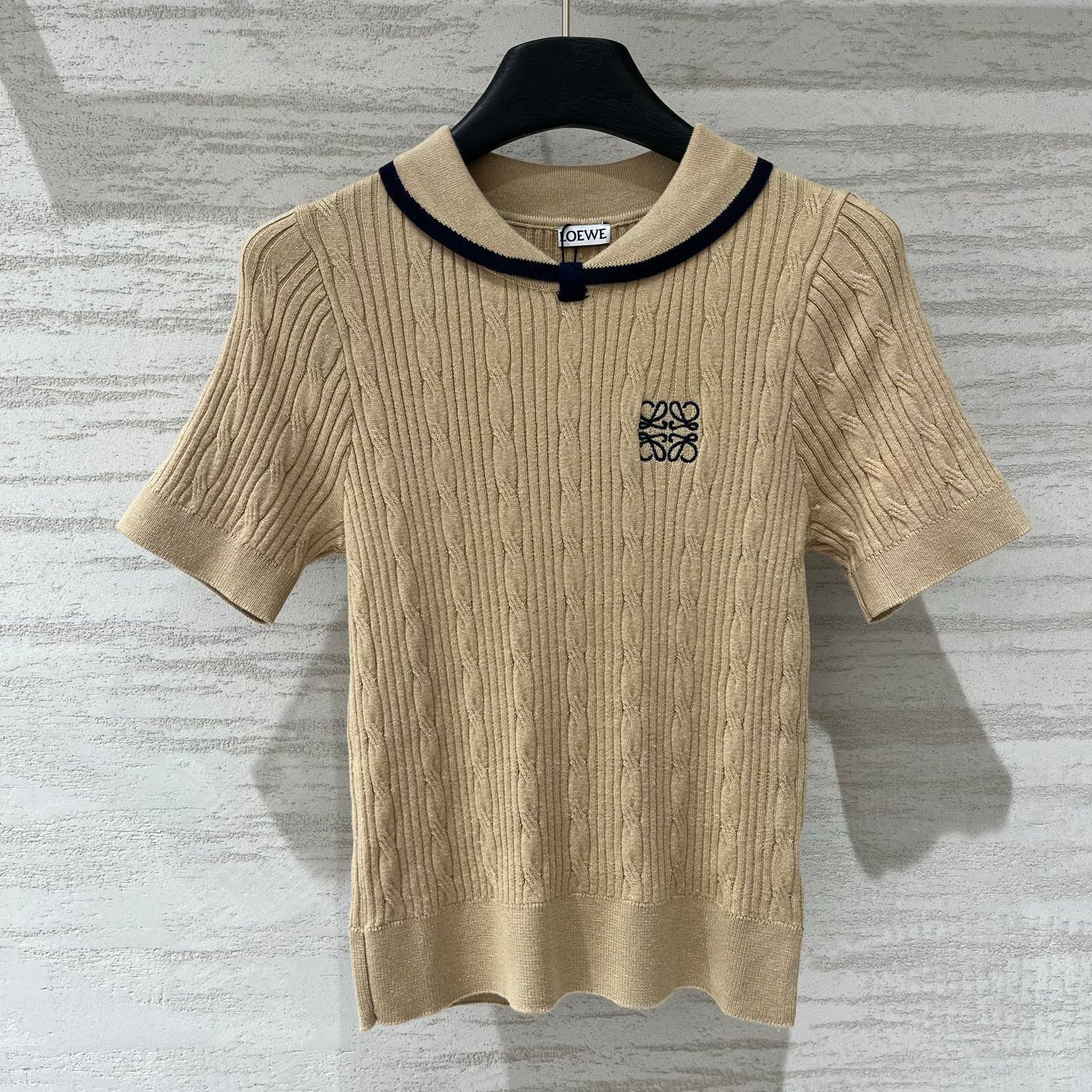 LOEWE 26S CABLE-KNIT LOGO SWEATER TOP 533