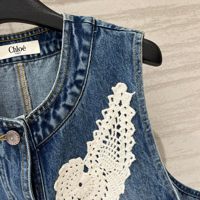 CHLOE 26S COLOR-BLOCK DENIM VEST STYLE 3
