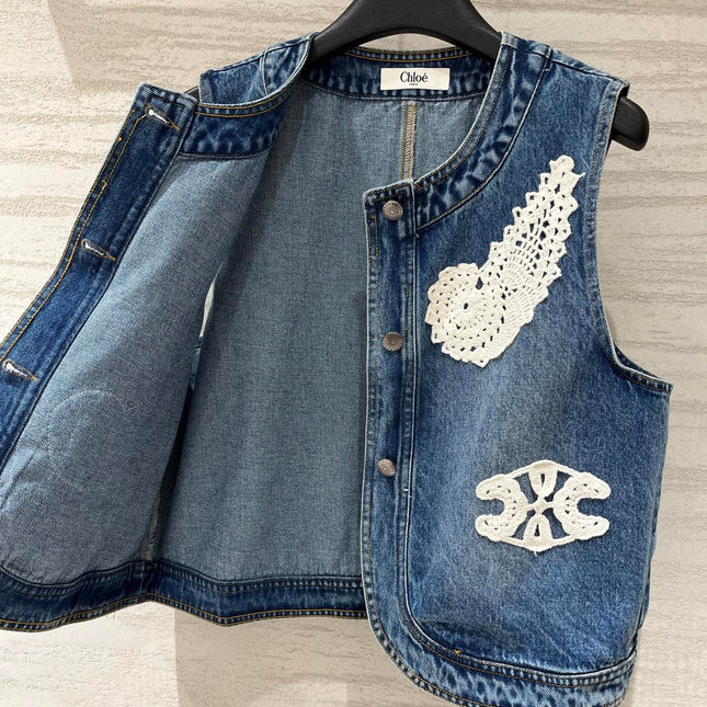 CHLOE 26S COLOR-BLOCK DENIM VEST STYLE 3